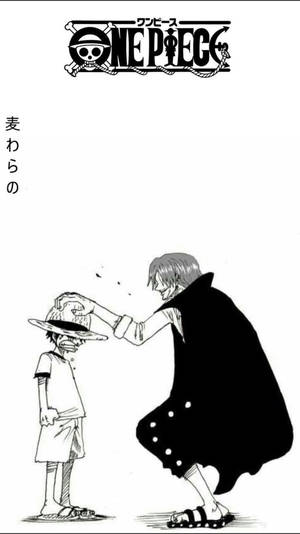 One Piece漫畫格，成人將草帽戴在男孩頭上 — 航海王 手機 壁紙