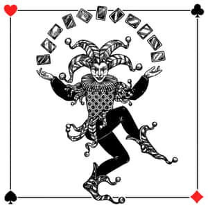 小丑旋轉紙牌，以紅心、梅花、黑桃和方塊符號框住。 — iPad 第10代 壁紙