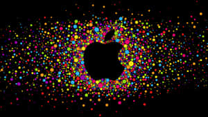 鮮豔多彩的點在黑色背景上形成Apple標誌。 — 蘋果標誌 iPhone 壁紙