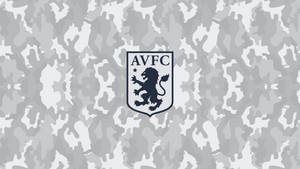 AVFC足球俱樂部徽章，灰色迷彩背景上有黑色獅子。