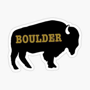 黑色野牛剪影貼紙，金色 Boulder 文字。 — 科羅拉多 壁紙
