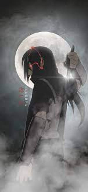 動漫戰士在滿月下霧中手持發光劍。 — 月光 壁紙