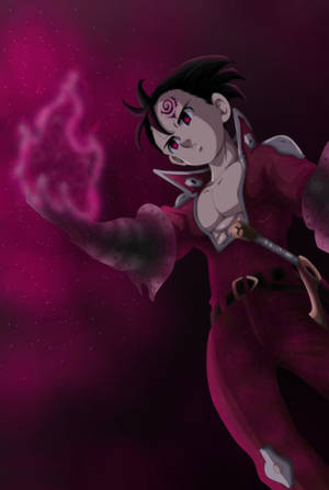 在星空虛空中施展粉紅色魔法的動漫戰士 — 澤爾德里斯 壁紙