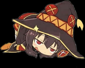 小女巫從帶有紅色十字徽章的大尖帽下探出頭來。