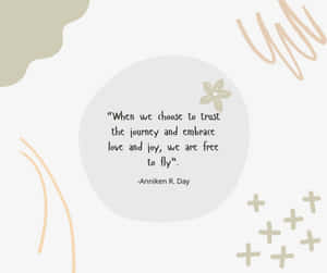 關於信任與喜悅的極簡語錄，搭配抽象米色與奶油色設計元素。 — 名言 壁紙