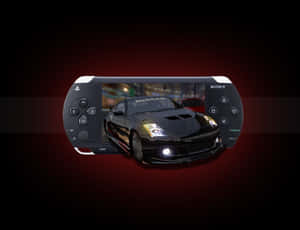 黑色PlayStation Portable顯示一款帶有黑色日產跑車的賽車遊戲。 — 巴黎聖日耳曼 壁紙