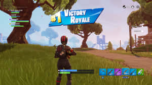 《Fortnite》玩家在草地戶外場景慶祝勝利皇冠。 — 要塞英雄 大逃殺 壁紙