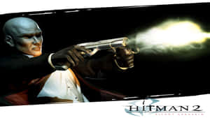 Hitman 2 Silent Assassin 角色開槍，槍口閃光。 — 電玩遊戲 GIF 壁紙