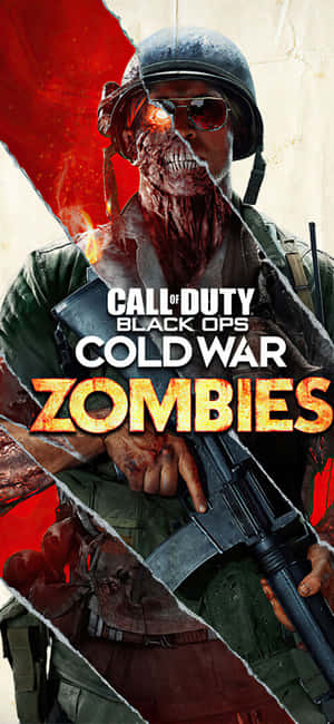 在《Call of Duty Black Ops Cold War Zombies》遊戲藝術中，殭屍士兵手持步槍。 — 電玩遊戲 GIF 壁紙