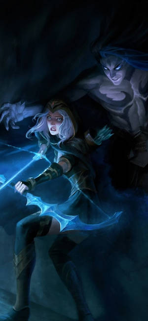 一名奇幻戰士揮舞發光藍色刀刃對抗陰影怪物。 — 電玩遊戲 GIF 壁紙