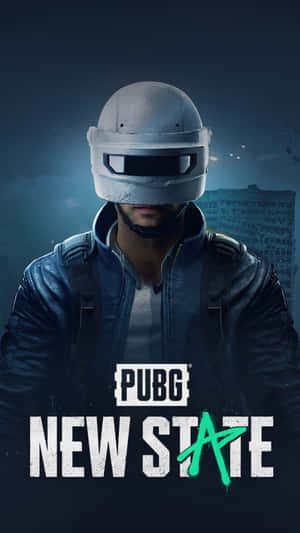 PUBG New State 遊戲角色戴頭盔和外套，背景為黑暗城市。 — Pubg 標誌 壁紙