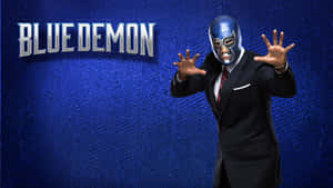 Blue Demon 摔角手身穿西裝、戴著面具，雙手張開擺出姿勢。 — 鬼殺隊 善逸 壁紙