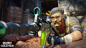 戴面具的士兵在戰亂城市廢墟中瞄準步槍 — 電玩遊戲 GIF 壁紙