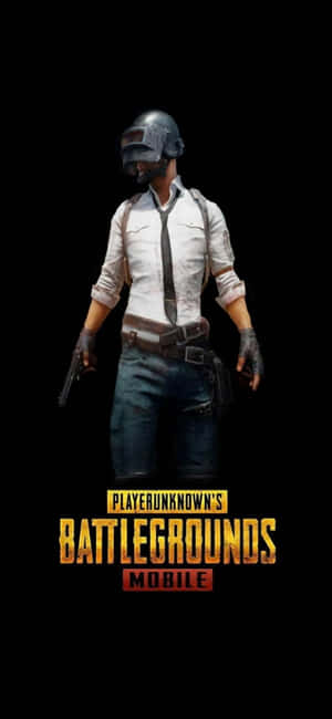 PUBG Mobile士兵在黑色背景中手持手槍 — Galaxy A56 壁紙