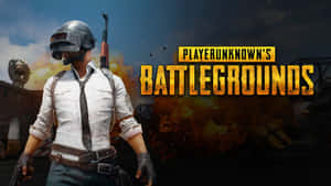 戴頭盔和領帶的士兵在PUBG標誌的爆炸中手持武器。 — 遊戲玩家標誌 壁紙