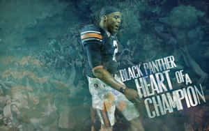 穿著奧本球衣的足球運動員，帶有 'Black Panther Heart of a Champion' 文字。 — 卡羅來納黑豹隊 壁紙