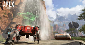 玩家與機甲在Apex Legends遊戲場景中靠近瀑布 — 部落衝突：皇室戰爭 壁紙