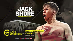 戰士 Jack Shore 帶有龍紋身，為 Cage Warriors 97 賽事咆哮。 — 終極格鬥冠軍賽 壁紙