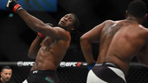 兩名拳手在UFC比賽中於八角籠內互相出拳。 — 運動 壁紙