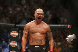 一名血跡斑斑的MMA拳手在八角籠內勝利咆哮。 — 終極格鬥冠軍賽 壁紙