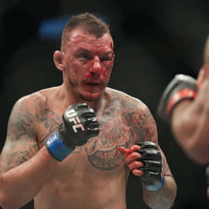 一名帶有刺青、血跡斑斑的MMA拳手在比賽中。 — 運動 壁紙
