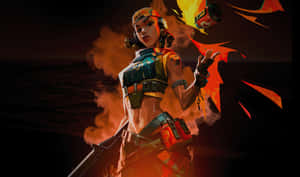 女兵在熾熱的沙漠戰鬥中發射能量武器 — 電玩遊戲 GIF 壁紙