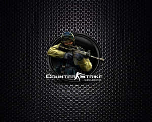 Counter-Strike Source 標誌，展示一名士兵瞄準步槍。 — 電玩遊戲 GIF 壁紙
