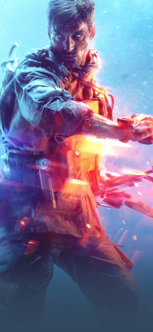 士兵在水下射擊發光武器的動態動作場景 — 電玩遊戲 GIF 壁紙