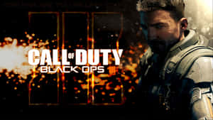身穿戰鬥裝備的士兵在熾熱爆炸中，帶有 Call of Duty Black Ops III 標題。 — 決勝時刻：黑色行動4 壁紙