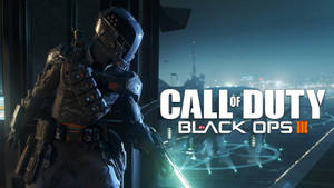 身穿戰術裝備的士兵在 Call of Duty Black Ops III 中俯瞰夜晚發光的城市。 — 決勝時刻：黑色行動4 壁紙