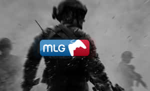 一名身穿戰鬥裝備的模糊士兵，疊加了 MLG 電競標誌。 — 遊戲玩家標誌 壁紙