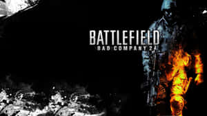 火焰中的士兵手持步槍，黑暗背景上有 Battlefield Bad Company 2 文字。 — 電玩遊戲 GIF 壁紙