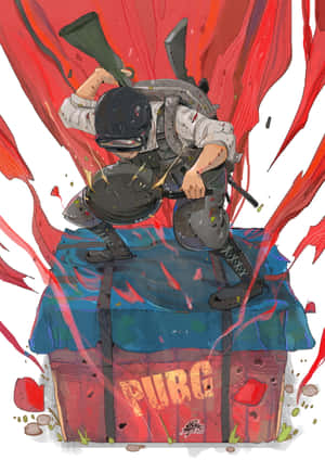 士兵從PUBG箱子跳出，周圍有紅色能量爆發。 — 部落衝突：皇室戰爭 壁紙