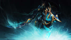 幻想戰士騎著發光的駿馬，在黑暗魔法光環中揮舞劍 — 電玩遊戲 GIF 壁紙
