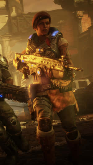 身穿未來裝甲的士兵在黃昏的廢墟城市中手持發光武器。 — 決勝時刻 戰爭地帶 4K 壁紙