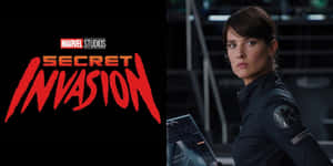 一名身穿S.H.I.E.L.D.裝備的女特工站在充滿科技的房間裡，在Secret Invasion標誌旁邊。 — 復仇者聯盟3：無限之戰 壁紙