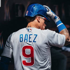 棒球選手Baez在比賽中調整頭盔。 — 哈維爾·巴耶茲 壁紙