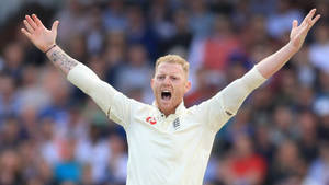 板球運動員在體育場舉起雙臂慶祝勝利。 — 英格蘭板球 壁紙