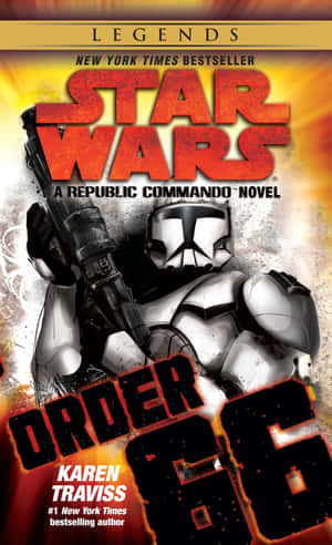 星際大戰書籍封面，展示一名複製人突擊隊員手持爆能槍，並有「Order 66」文字。 — Pixel Tablet 壁紙