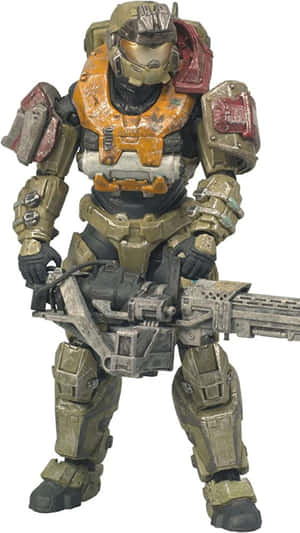 一名身穿戰鬥盔甲的Halo士兵手持重型武器。 — 戰士 壁紙