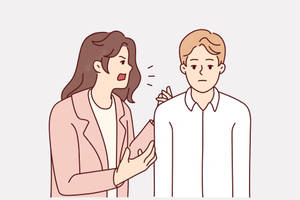 女子在爭吵中對男子大喊 — 插畫 壁紙