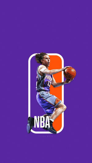 NBA籃球運動員在聯盟標誌內移動。 — 簡約 壁紙