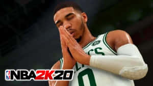NBA 2K20 身穿塞爾提克球衣的籃球運動員雙手合十祈禱姿勢。 — 波士頓塞爾提克 壁紙