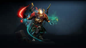 身穿發光紅藍鎧甲、揮舞魔法武器的奇幻戰士。 — 電玩遊戲 GIF 壁紙