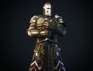 全副武裝的騎士在深色背景前持劍。 — 電玩遊戲 GIF 壁紙