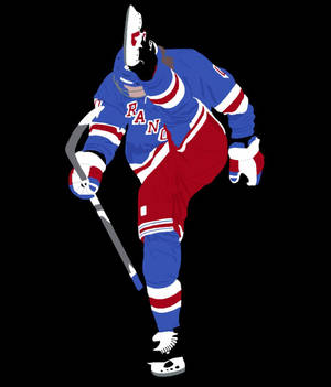 身穿 Rangers 球衣的曲棍球運動員以運動姿勢握著球桿。 — 運動 壁紙