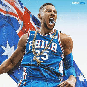 身穿藍色球衣的籃球運動員在澳洲國旗後方慶祝勝利。 — 英格蘭國旗 壁紙