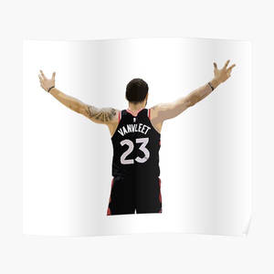 籃球運動員VanVleet身穿黑色23號球衣，高舉雙臂慶祝。 — 克里夫蘭騎士隊 壁紙