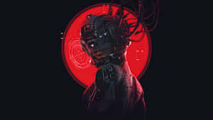 身穿黑色裝甲的賽博朋克士兵，背景有紅色瞄準HUD — 電馭叛客2077 壁紙