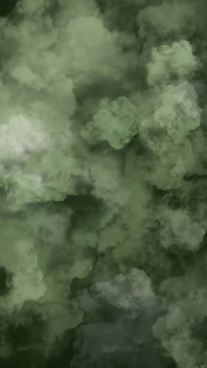 在陰鬱的大氣場景中旋轉的綠色和灰色雲層。 — 綠色 壁紙